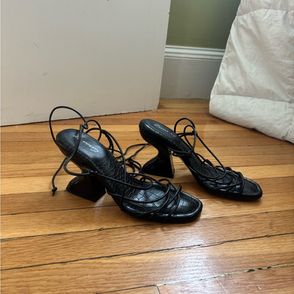 Circus by Sam Edelman Black Lace-up Sculpted Heels